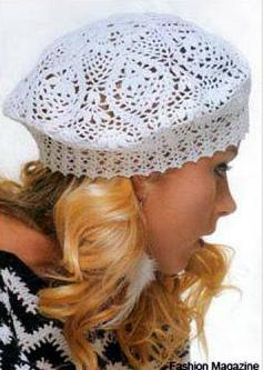 beyaz renkli desenli dantel şapk modeli