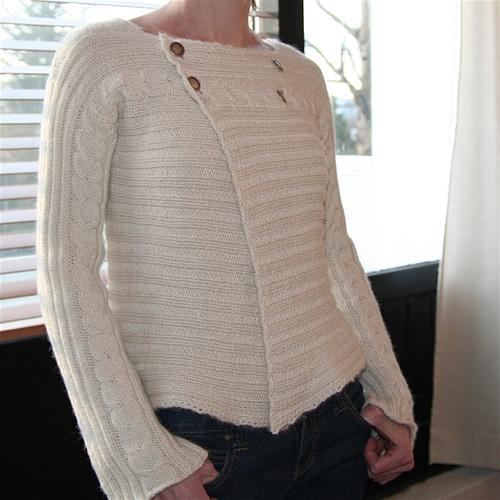 beyaz renkli yakadan düğmeli hırka modeli