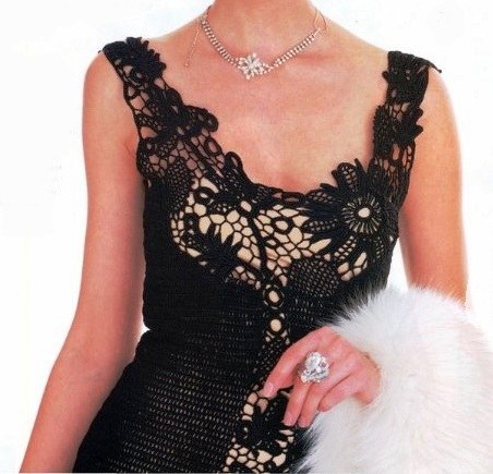 dantel siyah tığ işi elbise modeli
