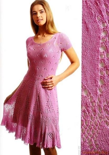lila ajurlu kloş elbise modeli