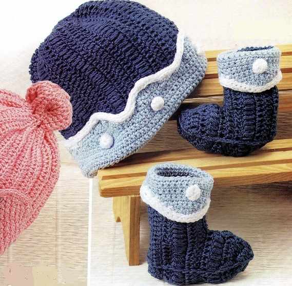 Örgü Bebek Şapka Patik ve Kaşkol renki hayvan desenli