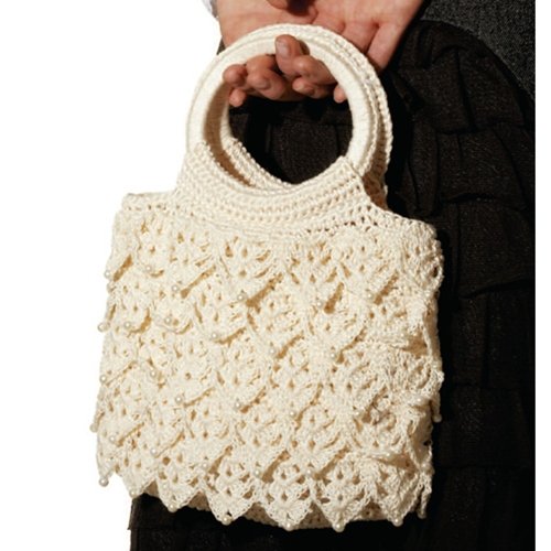 tığ işi krem çanta