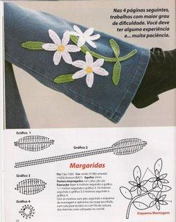 çiçek motifleri ile pantolon süsleme modeli