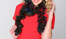 Fırfırlı Ebruli Renkli Örgü Fular Boyunluk Modeli