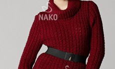 Çatlak Kahve Örnekli Tunik Bayan Örgü Kazak Modeli